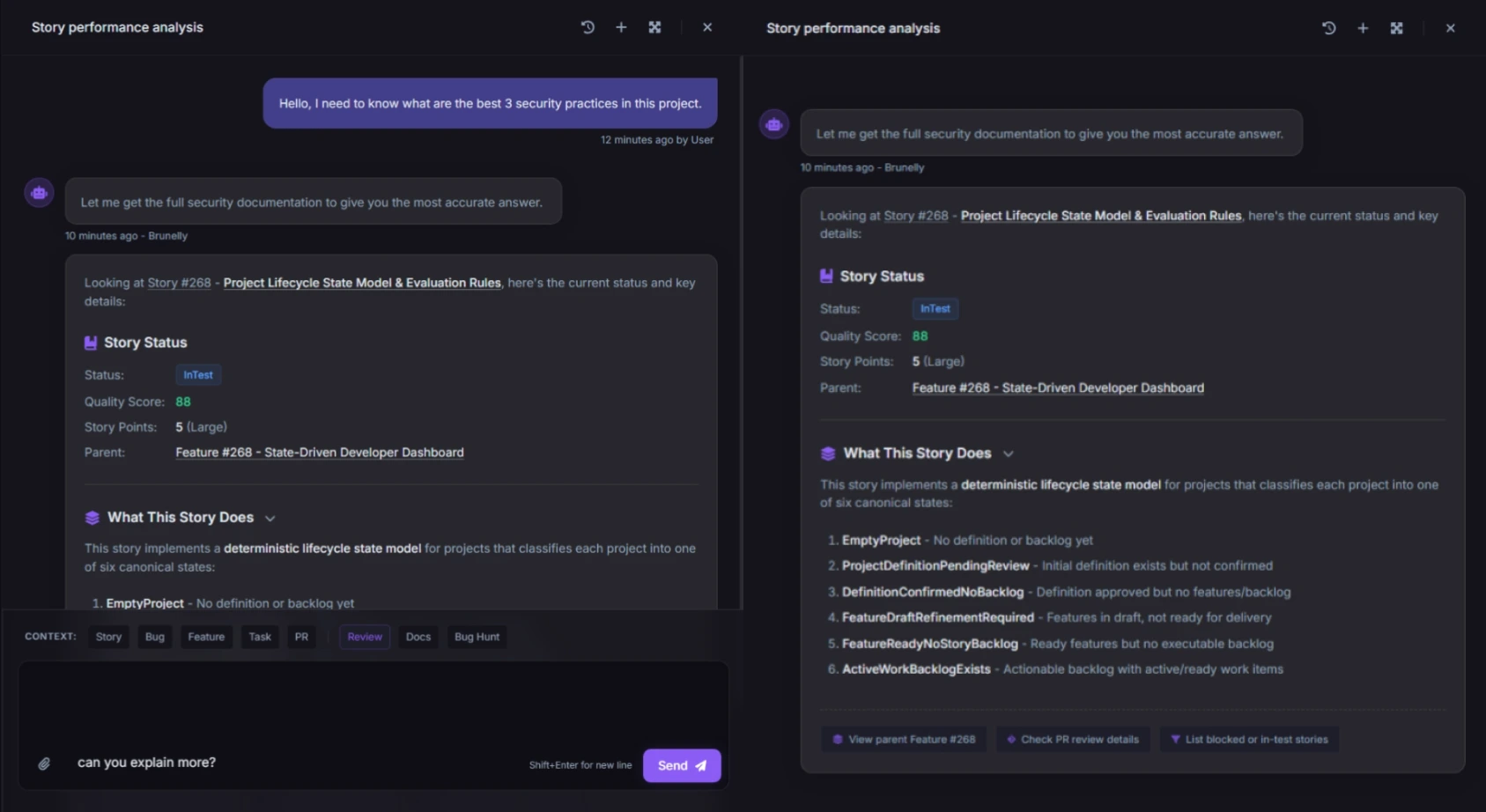 Persistent AI context expert chat for software development teams